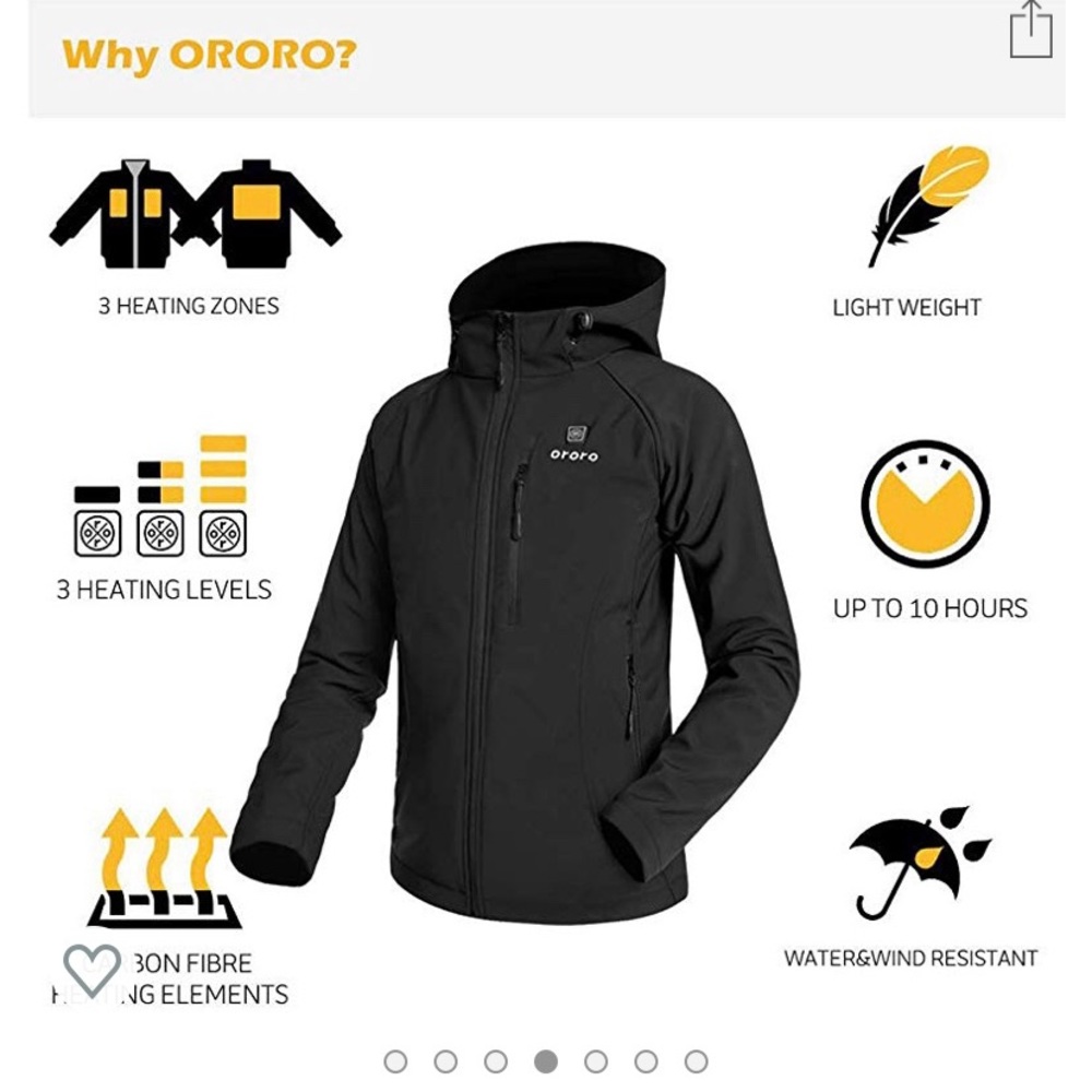 Heated Jacket w Battery Pack & Detachable Hood